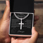 Gift for Dad | Personalized Steel Cross Necklace on Cuban Chain w/ MC