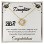 Dear Daughter: Graduation Love Knot Necklace (Yellow & White Gold Variants)
