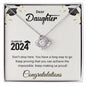 Dear Daughter: Graduation Love Knot Necklace (Yellow & White Gold Variants)