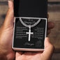 Gift for Dad | Artisan Cross Necklace on Cuban Chain w/ MC