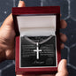 Gift for Dad | Artisan Cross Necklace on Cuban Chain w/ MC