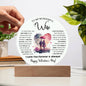 To My Wife - Gift For Wife - Happy Valentine's Day - Acrylic Circle Plaque