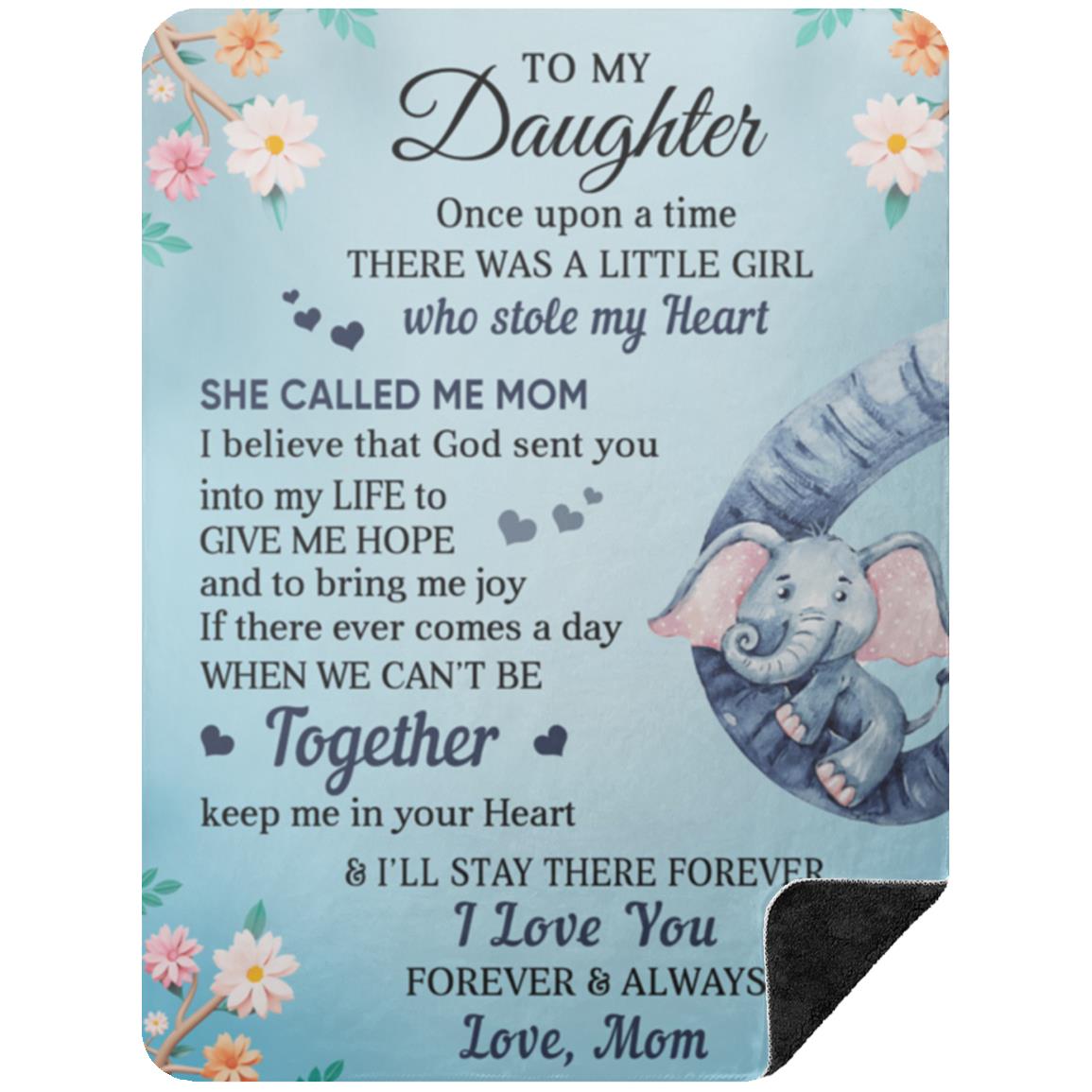 To My Daughter Sublimation Blanket BSHL Premium Black Sherpa Blanket 60x80