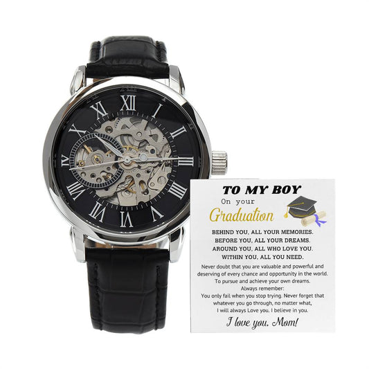 To My Boy: Graduation Men's Openwork Watch + MC