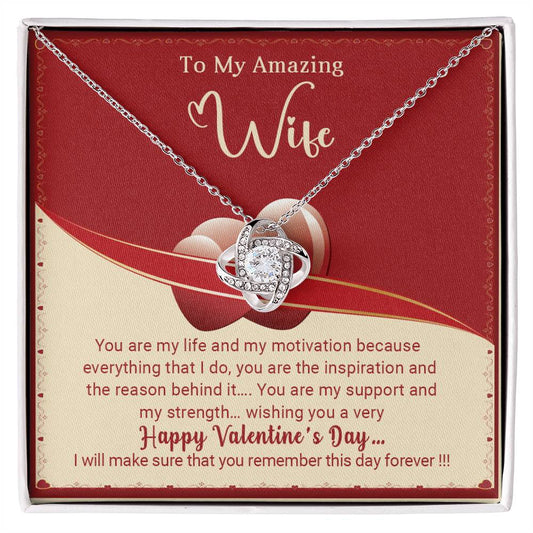 To My Wife - Gift For Wife - Happy Valentine's Day - Love Knot Necklace